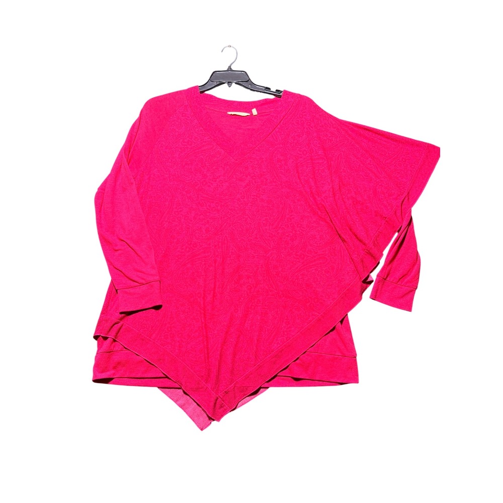 Soft Surroundings Poncho Top Women XL Pink Excellent Paisley Asymmetrical V-Neck